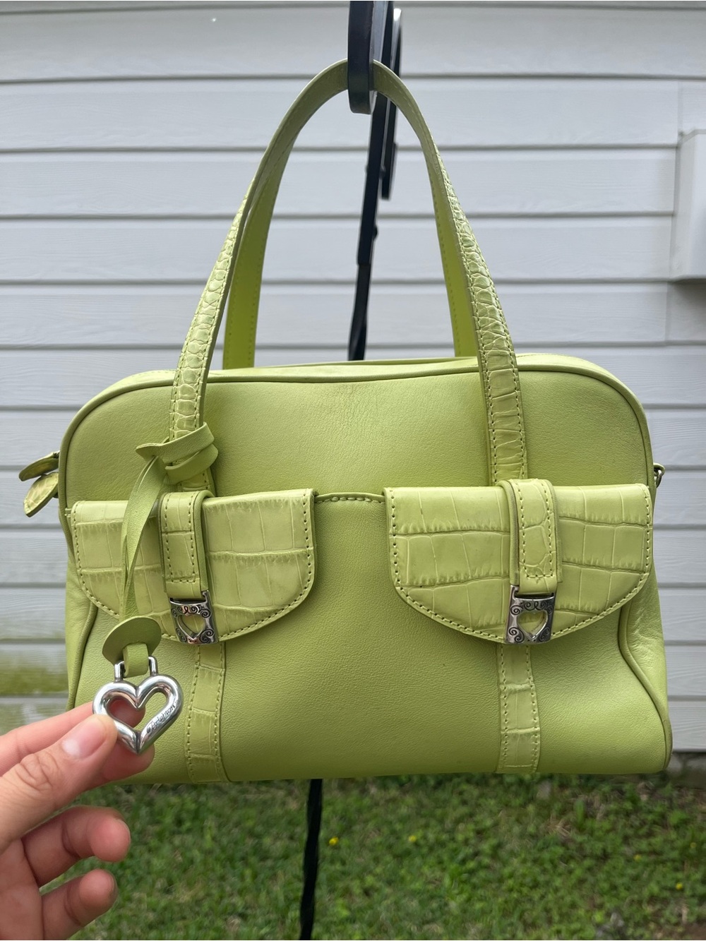 Brighton Lime Green Women's Leather Satchel Handbag